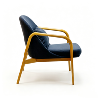 Fauteuil de détente minimaliste en bois de frêne massif avec revêtement en tissu, fauteuil pivotant écologique pour salon, salle à manger, bureau, maison, hôtel
