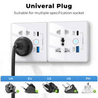 Prise murale intelligente compatible Matter, commande vocale Alexa Google Home, ports de sortie 13A A+C, prise intelligente WiFi, panneau en verre trempé