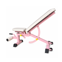 Banc de musculation réglable FitFirst rose, multi-positions, inclinable, avec extension pour les jambes et curl