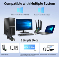 Adaptador USB WiFi 6, 2 en 1 AX900M BT 5.4 de Doble Banda, Tarjeta de Red Inalámbrica WiFi de 900Mbps, Adaptador 5.4 de 900M para PC