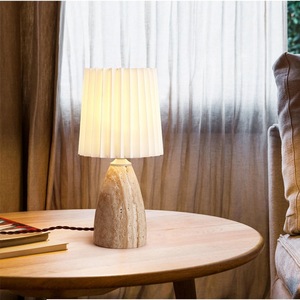 Lámpara de mesa de travertino amarillo Hfshanks, E27, control de interruptor LED para dormitorio, mesita de noche, hotel, casa de huéspedes, estilo vintage de diseñador - Product Image 4