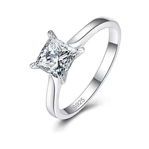 1.5 Carat Princess Cut White Cubic Zirconia Sterling Silver 925 Engagement Wedding Ring for Women
