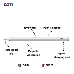 ODM & OEM <span class=keywords><strong>ปากกา</strong></span>สไตลัสแบบแอคทีฟสำหรับ <span class=keywords><strong>iPad</strong></span> <span class=keywords><strong>Pro</strong></span> แท็บเล็ตพลาสติกป้องกันการเอียงดูดซับแม่เหล็กชาร์จแบบ Type-C - Product Image 1