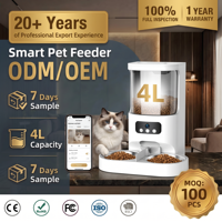 Distributeur automatique intelligent pour animaux de compagnie Cat Smart, double gamelle, WiFi, contrôle à distance mobile, batterie rechargeable, caméra, puce électronique, réglable, 4L