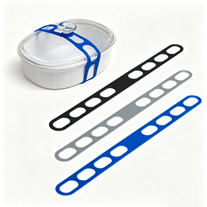 Sangle universelle réutilisable en silicone pour couvercle de mijoteuse, casserole, poêle, support de couvercle de pot anti-fuite - Product Image 1