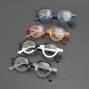 Vendita calda di nuovi <span class=keywords><strong>occhiali</strong></span> <span class=keywords><strong>da</strong></span> <span class=keywords><strong>vista</strong></span> fatti a mano con montatura poligonale in acetato per giovani ragazze Sexy Vintage tinta unita nero blu <span class=keywords><strong>occhiali</strong></span> - Product Image 5