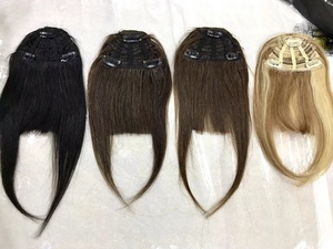 Extensions de cheveux Remy 100% naturels, noir naturel, 34, couleur ombrée avec mèches, promotion clip-in bangs - Product Image 4