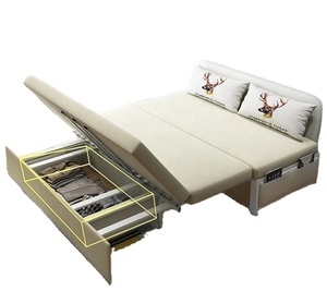 Divano Letto Multifunzione in Legno Senza Braccioli Pieghevole per Soggiorno - Product Image 2