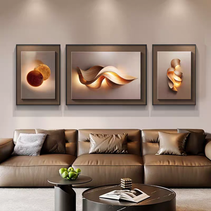 Decorazione Murale per Casa, Triptico di Design Elegante e Astratto, Quadro in Porcellana Cristallina per Soggiorno, Hotel, Ufficio, Caffetteria - Product Image 5