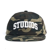 Camouflage distressed snapback pet met 3D puff borduurwerk, flat bill, vintage gewassen katoen, streetwear baseball cap voor heren