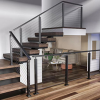 HIMOWAY Balustrade carrée pour balcon, garde-corps en câble d'acier inoxydable, quincaillerie pour escaliers, design de garde-corps de terrasse, main courante extérieure