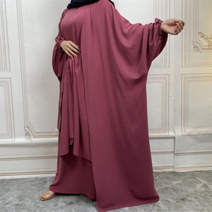 1944# Solid Color New Fashion <b>Abaya</b> Set Three Piece Separate Wrap Open <b>Abaya</b> Dress Sets 6 Colors Islamic Clothing - Product Image 5