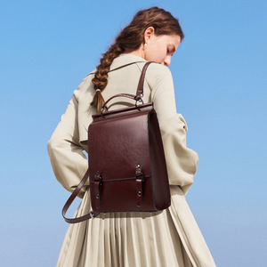 Mochila de Cuero Genuino Nueva, Estilo <span class=keywords><strong>Academia</strong></span> Británica para Mujer, Bolso Escolar, Mochila Retro de Cuero Vacuno Simple para Estudiantes Universitarios - Product Image 5