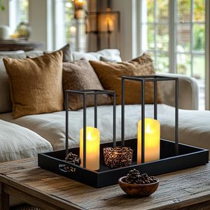 Lampe à bougie sans flamme Utung, pilier noir, rechargeable, fonctionne sur piles, lumière décorative pour mariage - Product Image 1