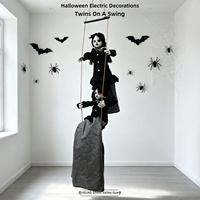 Nouveauté Halloween : Deux fantômes décoratifs lumineux et sonores, en plastique et tissu polyester, pour maison hantée