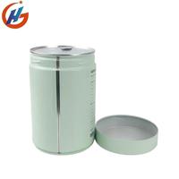 Boîte cylindrique en étain pour poudre d'herbes de qualité alimentaire personnalisée, boîte à thé en métal ronde, emballage hermétique, boîte à thé en métal