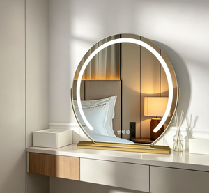 Round LED <b>Mirror</b> Smart <b>Vanity</b> <b>Mirror</b> Wall Mounted Bathroom Dressing <b>Table</b> <b>Mirror</b> With Light Ring - Product Image 3