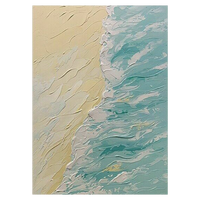 Peinture murale d'entrée en acrylique peinte à la main, salon, peinture décorative abstraite en grès, peinture texturée de plage océanique