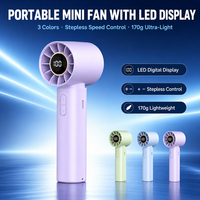Ventilateur portable sans pales, mini, rechargeable par USB, avec écran LED numérique, en plastique, pour voiture, hôtel, extérieur, voyage, maison