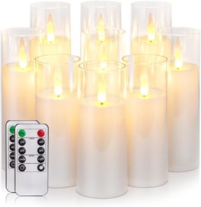 <span class=keywords><strong>Velas</strong></span> LED de Acrílico con Llama Parpadeante, sin Llama, con Control Remoto y Temporizador, Funcionan con Pilas, para Decoración del Hogar en Halloween y Navidad, Regalo Hecho a Mano - Product Image 1