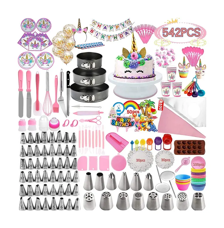 Amazon Top New Hot Sell 542 PCS Cake Decorating Supplies Kit Baking Accessories Fondant Cake Pans Mold Cake Decorating Tools Set