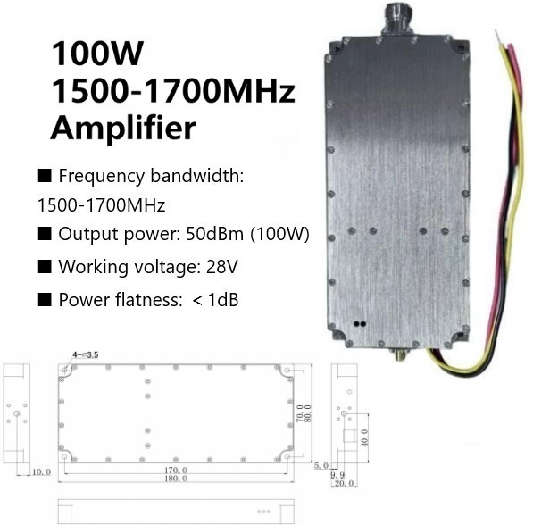 Wireless Signal Power Amplifier 1.5GHz 1.7GHz 100W 50dBm PA GAN RF Amplifier 1500MHz 1700MHz 1500-1700MHz 100W BPM151742100CD