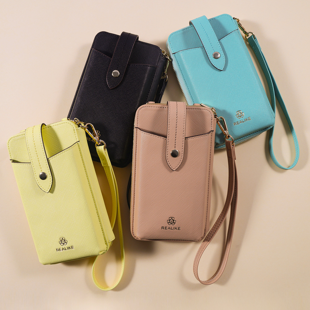 Slim Women's Zipper Button Crossbody Mobile Phone Travel Bag,Luxury Ladies Card Slots Wallet with Adjustable Strap for Daily Use