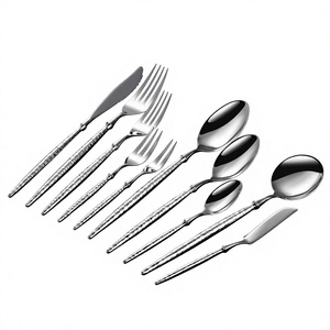 Set di posate stile balletto in acciaio inossidabile 304, design vintage di lusso leggero, finitura a specchio lucida a ruota, solido - Product Image 1