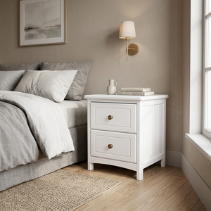 Modern Minimalist 2-Drawer Wooden Nightstand - Compact Bedside <b>Table</b> & Side <b>End</b> <b>Table</b> for Bedroom & Small Spaces - Product Image 6