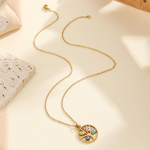 Vente chaude unisexe titane acier collier à la mode oeil <span class=keywords><strong>du</strong></span> <span class=keywords><strong>diable</strong></span> pendentif papillon <span class=keywords><strong>pentagramme</strong></span> vie arbre incrusté pour les fêtes vacances - Product Image 5