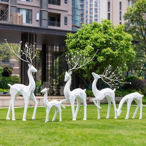 Estatua de Ciervo de Resina Blanca Personalizada, Escultura Animal Moderna para Decoración de Jardín y Patio Exterior - Product Image 2