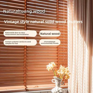 Stores en bois électriques, style chinois vintage, en noyer massif, pour salon et bureau, occultants, <span class=keywords><strong>pare</strong></span>-<span class=keywords><strong>soleil</strong></span>, réglables - Product Image 2