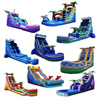 Toboggan aquatique gonflable rose de 6 mètres (20 pieds) de qualité commerciale, à une voie, personnalisé ODM, pour tout-petits, conforme à la norme EN14960