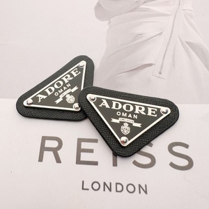 High Quality Fashion Metal Logo Brand Label Custom Leather with Metal for Handbags and <b>Clothes</b> - Product Image 1