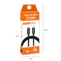 Cable USB Tipo C de Carga Rápida de 65W con Cable de Cobre de Calidad, Seguro a Baja Temperatura, Macho a Macho, Tejido de Nailon Duradero para Samsung