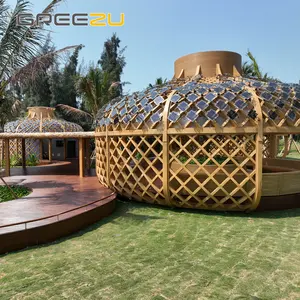 맞춤형 지원 튼튼한 정원 대나무 집 레저 조립식 대나무 목조 주택 조립식 모듈 및 분리형