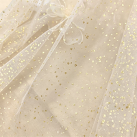 En stock Tissu tulle doré clair entièrement imprimé à pois dorés scintillants, tulle transparent et doux pour robe tutu, voile, toile de fond de fête, vêtements de poupée