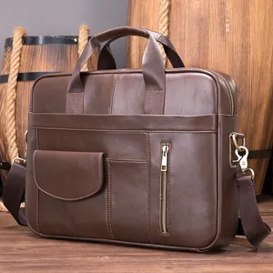 OEM ODM Custom 1116 Men Oil Leather Briefcase Laptop Bags Famous Brand Genuine Leather Men's Handbag Briefcase