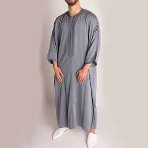 ملابس إسلامية عرقية رمادية رداء إسلامي قفطان رجالي فستان إسلامي رجالي مسلمات ثوب إسلامي