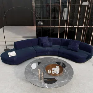 工厂销售北欧风格皇家蓝色沙发套装公寓休息室沙发舒适天鹅绒组合沙发