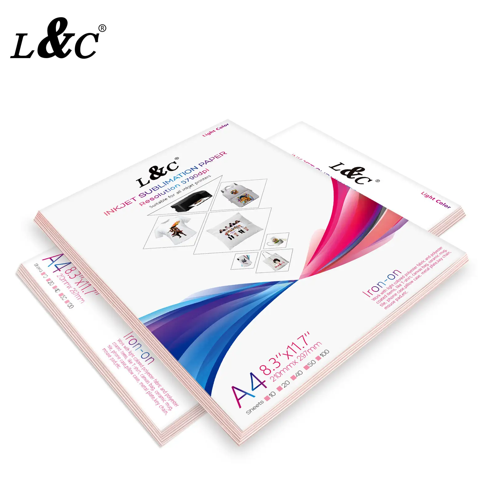 L&C customize pack A3 A4 Size 100 gsm 100 sheet white sublimation printing paper Thermal Sublimation Paper for t shirt shirts