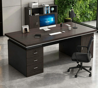 Bureau de direction moderne de luxe léger en L réglable avec armoire latérale murale et bibliothèque assortie - Bureau commercial en bois