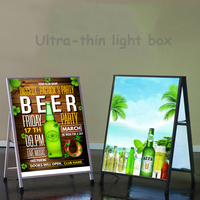 Boîte à lumière ultra-mince pour poster, boîte à lumière LED, panneau d'affichage, panneau d'affichage lumineux, support pliant, boîte à lumière mince mobile d'extérieur