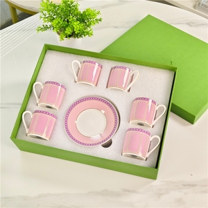 Factory Wholesale Classic pink Bone China Concentrated 6 <b>Cup</b> and Saucer Afternoon Tea <b>Cup</b> <b>Set</b> with Gift Box Luxury Eco-Friendly - Product Image 3
