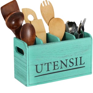 Wooden Utensil Storage Box <b>Kitchen</b> Organizer Multi Function For Cutlery And Cookware Countertop <b>Rack</b> Shandong Made - Product Image 5