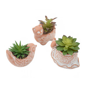 Giá bán buôn tùy chỉnh chim loạt động vật nhân tạo dễ thương Mini mọng nước nhà máy với xi măng nồi - Product Image 5