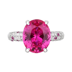 Bijoux de mode écologiques en cuivre, anneaux de doigt avec grosse pierre en zircon rouge et bleu de 10*12 mm pour femmes, look audacieux - Product Image 1