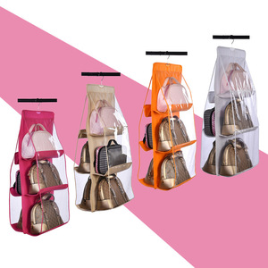 Organizador de bolsos colgante transparente de varias capas, a prueba de polvo, para almacenamiento de bolsos, montado en la pared, tela no tejida, 35x35x90 ZQ - Product Image 2