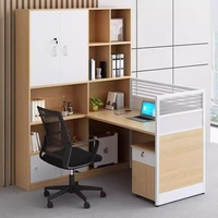 BGZ-231X Ensemble bureau et chaise de direction avec armoire haute, poste de travail minimaliste en bois moderne avec écran, table de direction