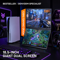 Moniteur portable double écran IPS 18,5 pouces 1080p Type-C 120Hz pliable empilable compatible VESA avec haut-parleur intégré Série Business